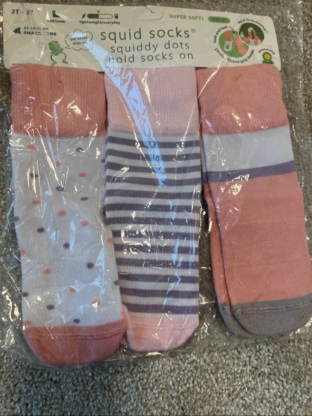 Girls Pink & Purple Crew Socks - 3 Pack